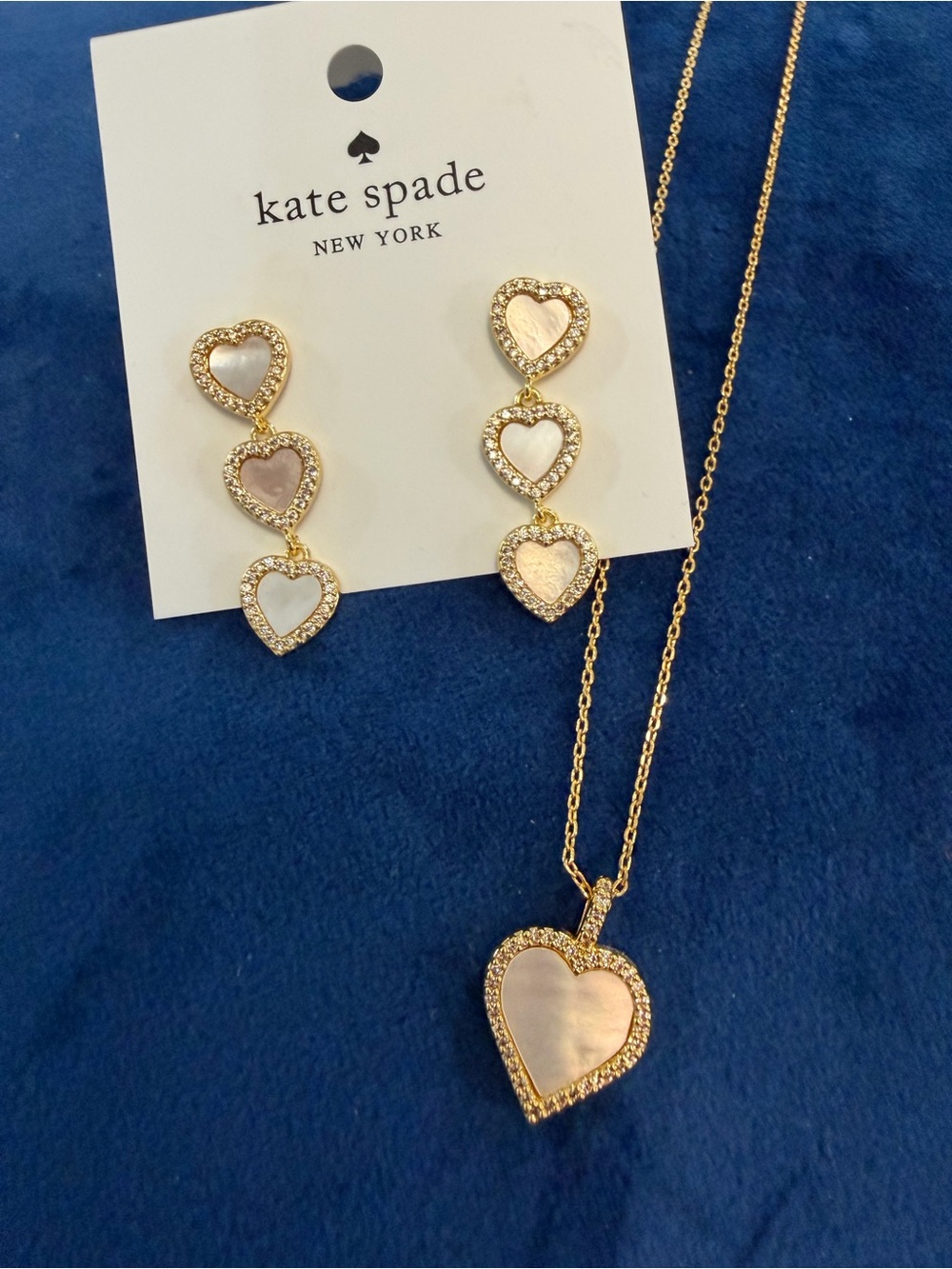 kate spade New York Gold-tone Pink Heart Pendant Necklace & Drop Earrings